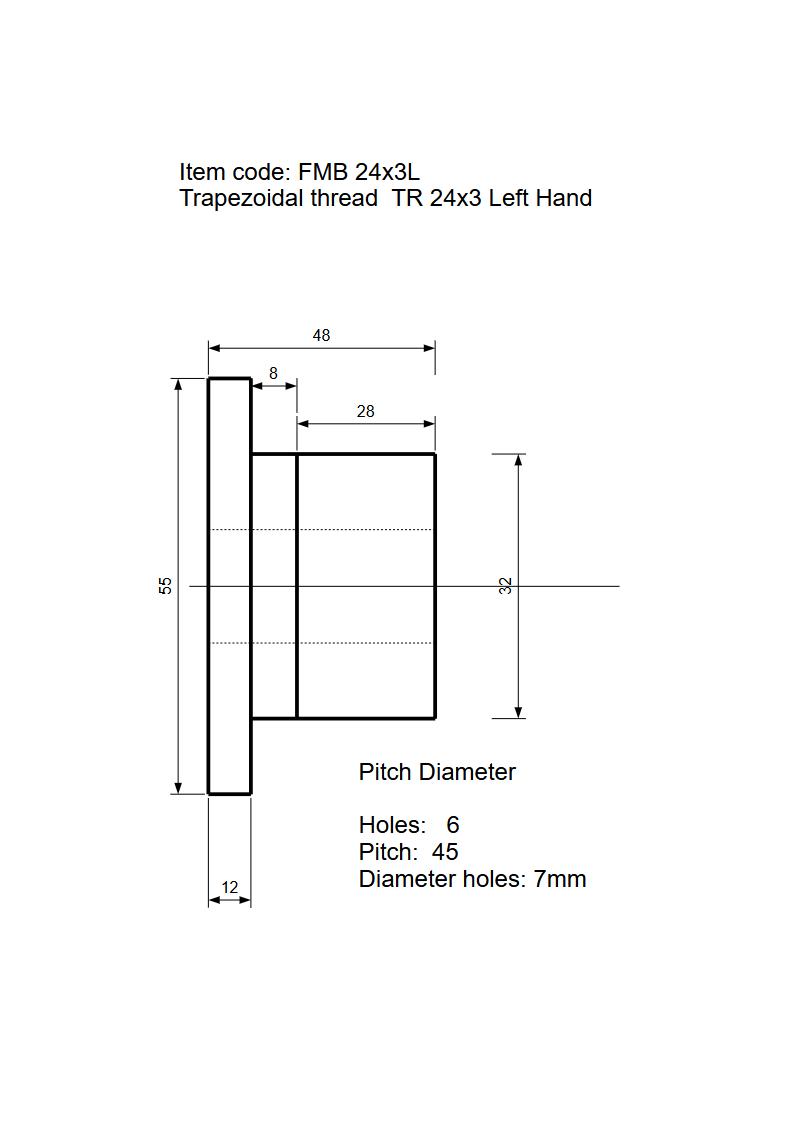 Flensmoer brons TR24x3 Links - Afbeelding 2
