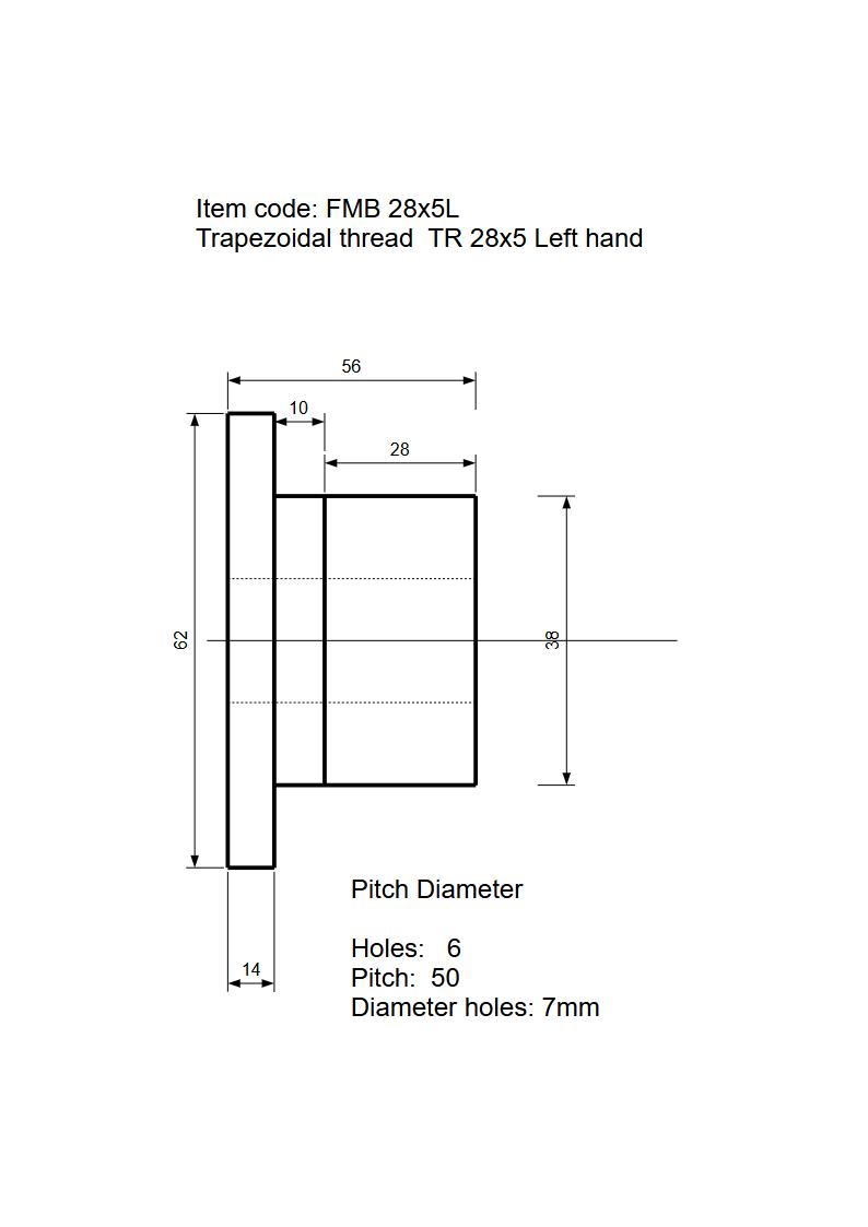 Flensmoer brons TR28x5 Lh - Afbeelding 2