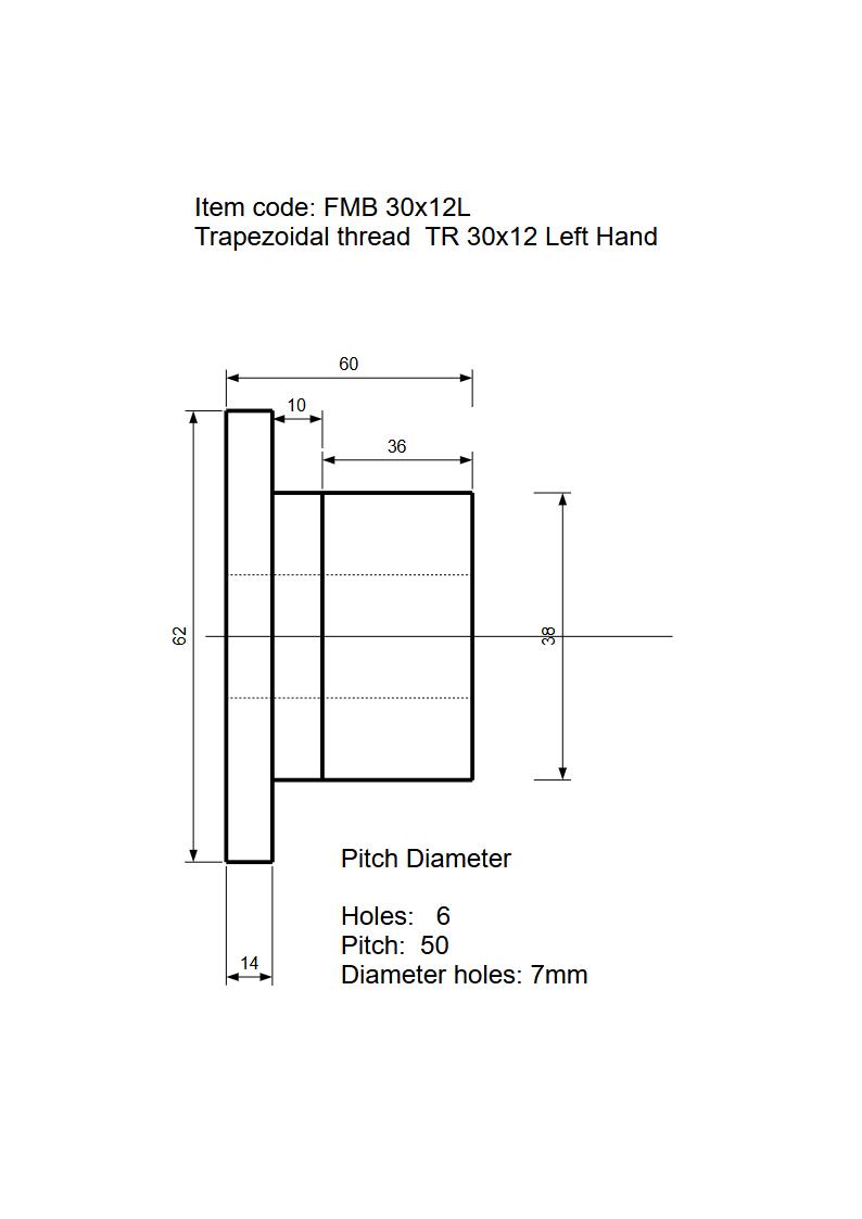 Flensmoer Brons TR30x12L - Afbeelding 2