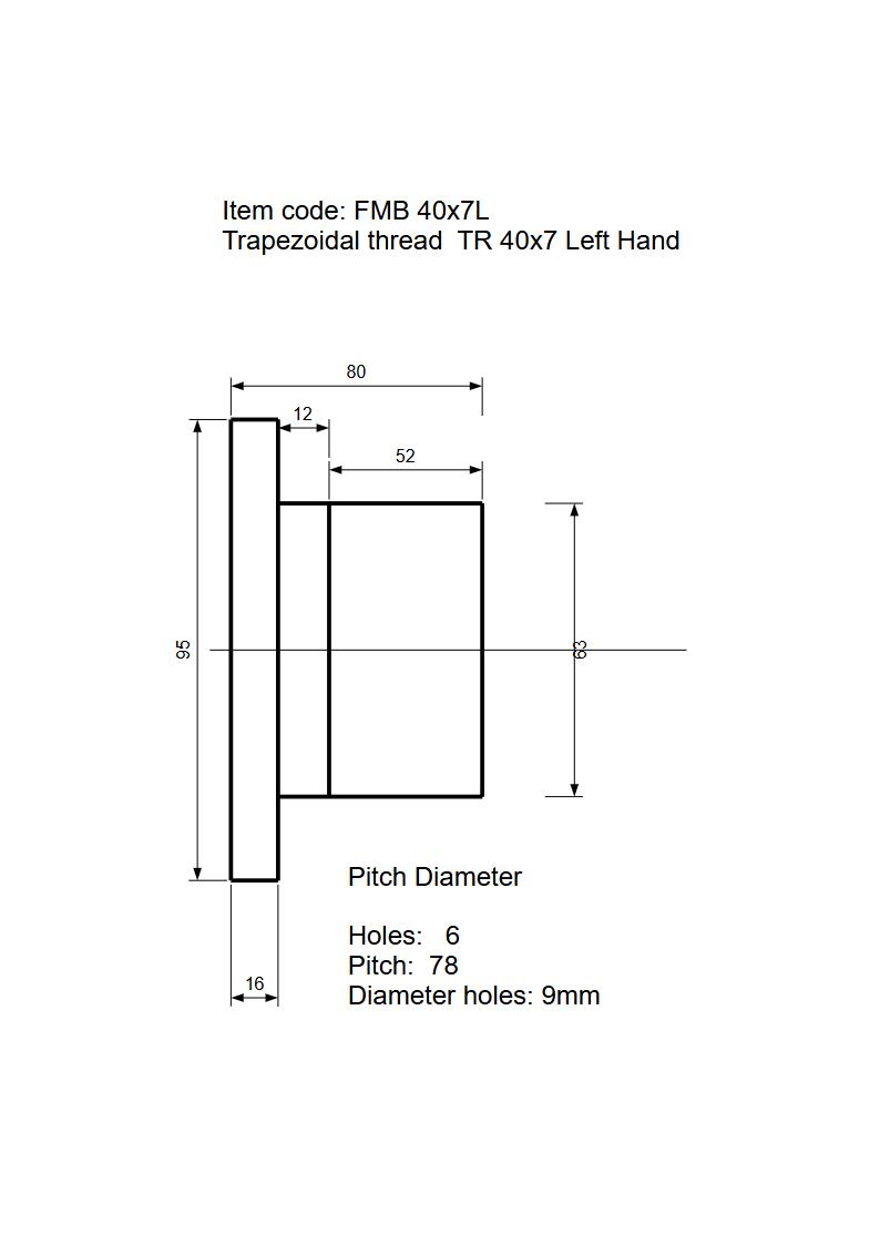 Flensmoer brons TR40x7 Lh - Afbeelding 2