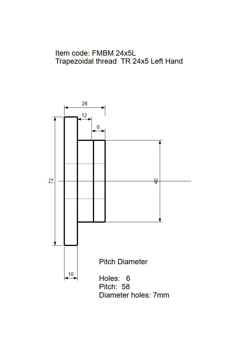 Flensmoer Brons TR24x5 Links model Maedler 64477424 - Afbeelding 2