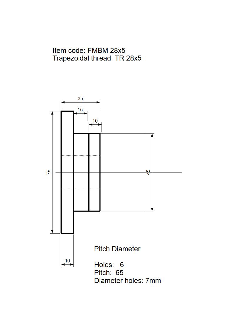 Flensmoer brons TR28x5 model Maedler 64477128 - Afbeelding 2