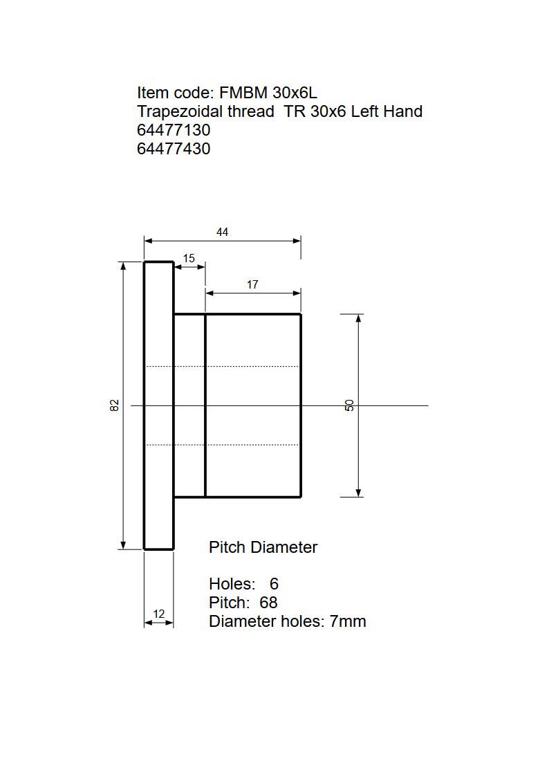 Flensmoer TR30x6 Links model Maedler artnr. 64477430 - Afbeelding 2